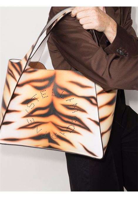 Borsa tote con stampa tigre Stella Logo arancione e marrone STELLA MC CARTNEY | 502793-W700429002